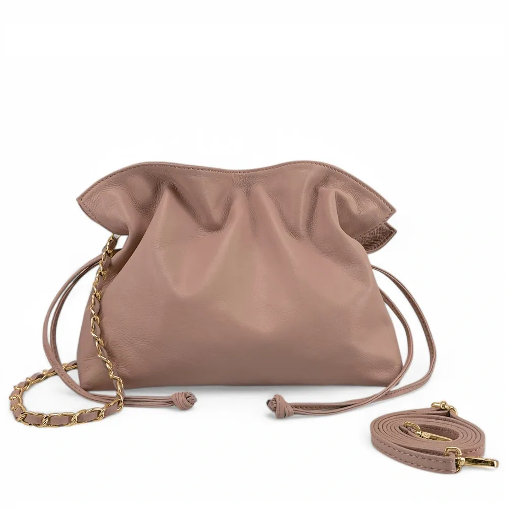 Sac bourse en cuir box calf SISSI Rose nude - Image 4