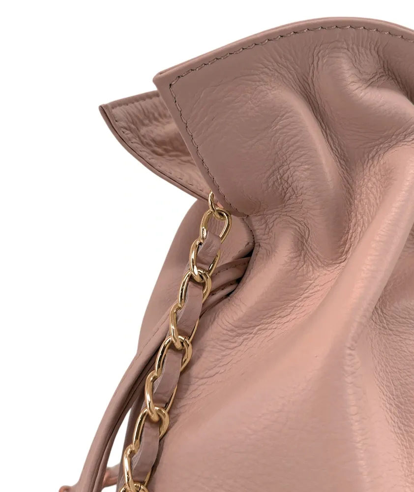 Sac bourse en cuir box calf SISSI Rose nude - Image 5