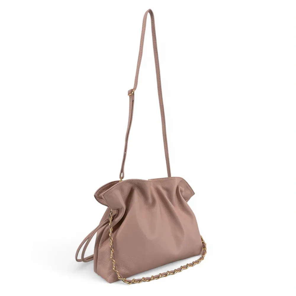 Sac bourse en cuir box calf SISSI Rose nude - Image 7