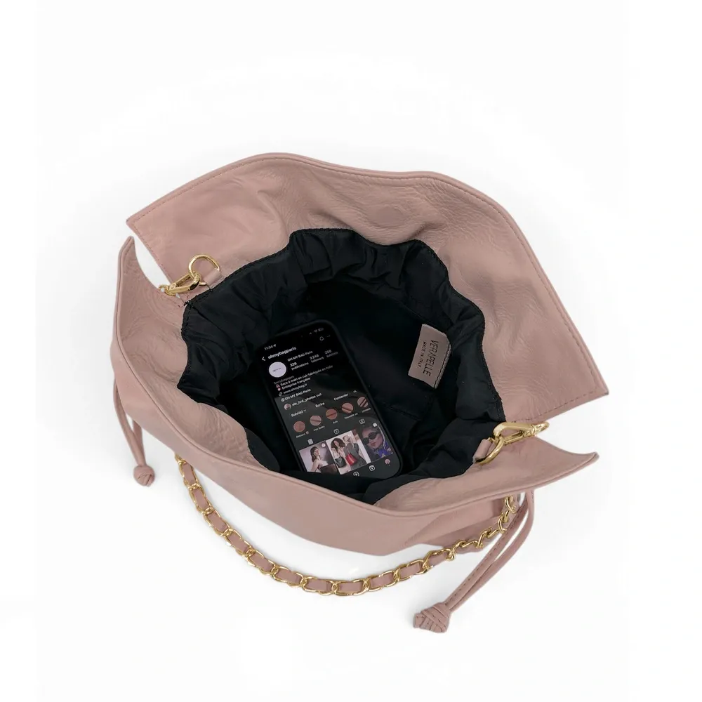 Sac bourse en cuir box calf SISSI Rose nude - Image 8