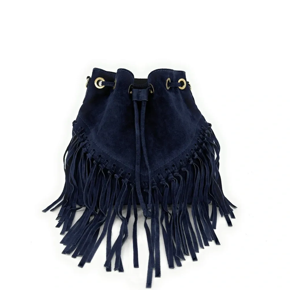 Sac bourse en daim APONI Bleu marine - Image 3