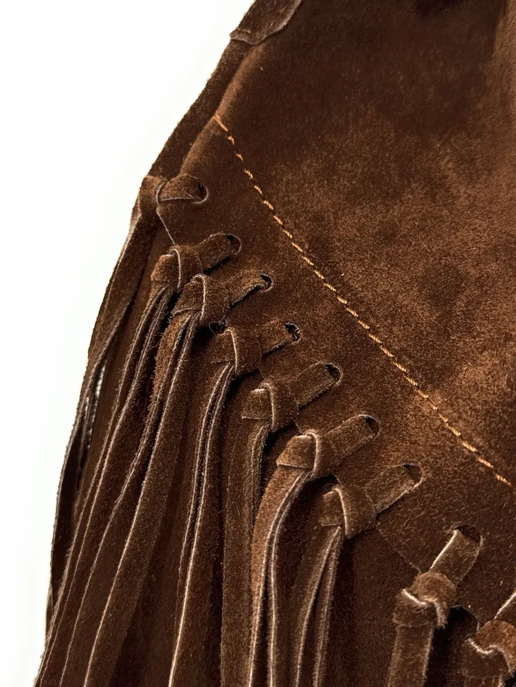 Sac bourse en daim APONI Chocolat - Image 7