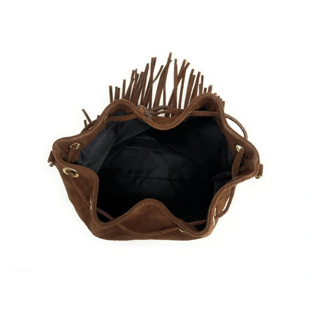Sac bourse en daim APONI Chocolat - Image 8