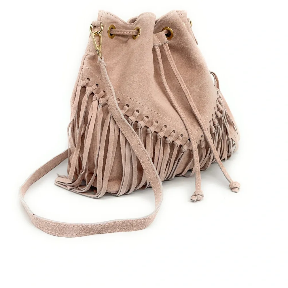 Sac bourse en daim APONI Rose nude - Image 4