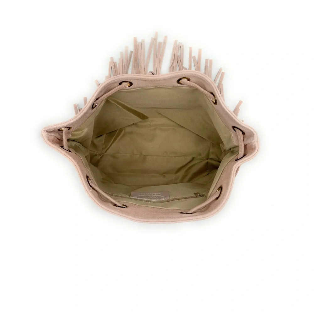 Sac bourse en daim APONI Rose nude - Image 8
