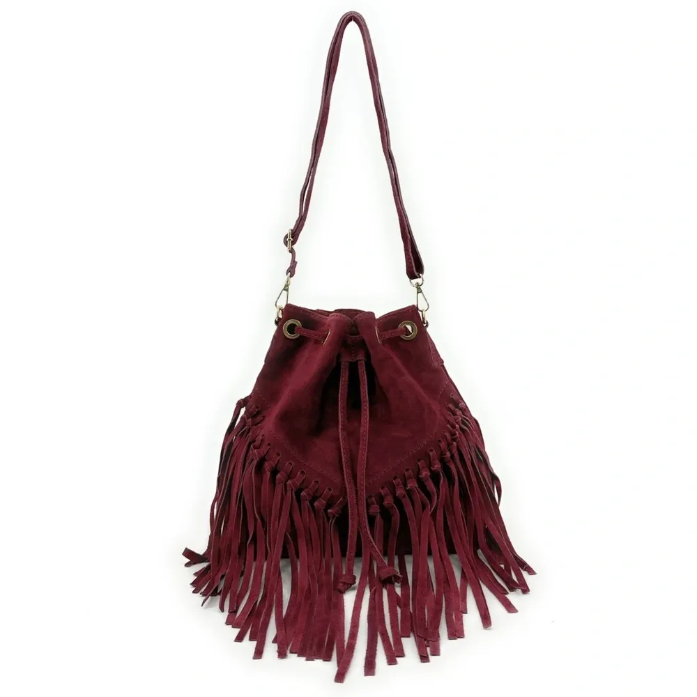 Sac bourse en daim APONI Rouge bordeaux