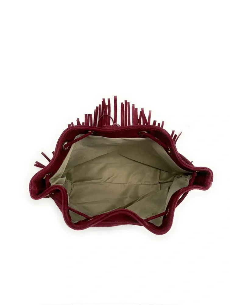 Sac bourse en daim APONI Rouge bordeaux - Image 9