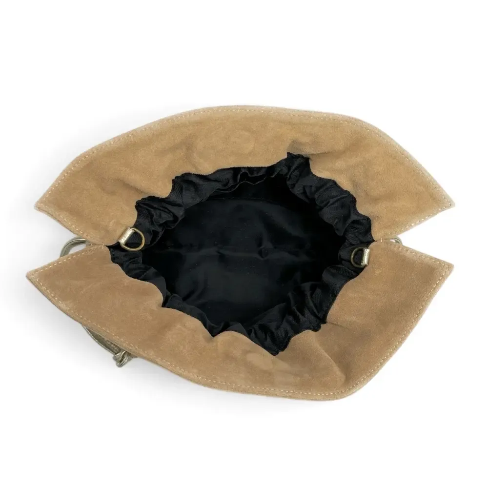 Sac bourse en daim CHENOA Taupe clair - Image 6