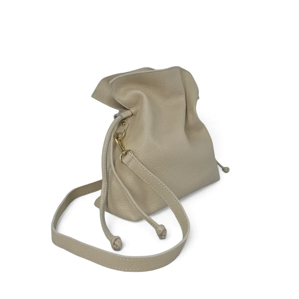 Sac bourse en cuir grainé DOONA Taupe clair - Image 2