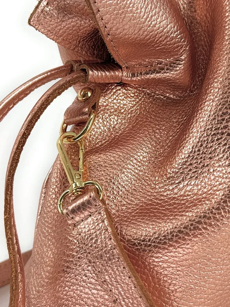 Sac bourse en cuir irisé DOONA Rose gold - Image 3