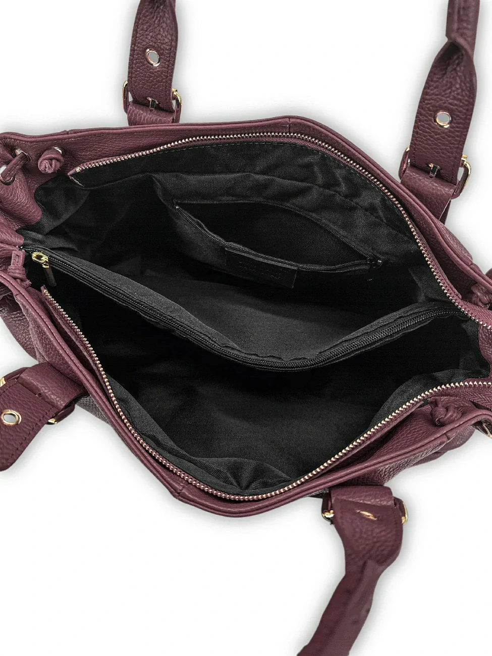 Sac bowling en cuir grainé PRINCESSE XL Rouge bordeaux - Image 6