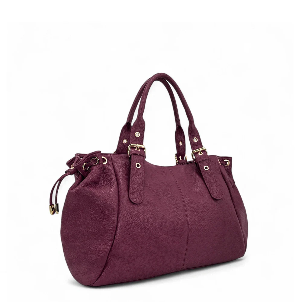 Sac bowling en cuir grainé PRINCESSE XL Prune - Image 3