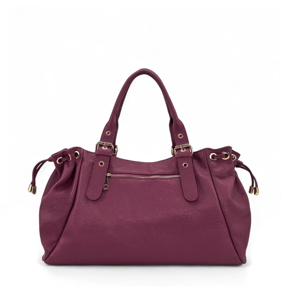 Sac bowling en cuir grainé PRINCESSE XL Prune - Image 4