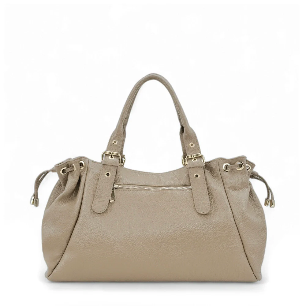 Sac bowling en cuir grainé PRINCESSE XL Taupe - Image 3