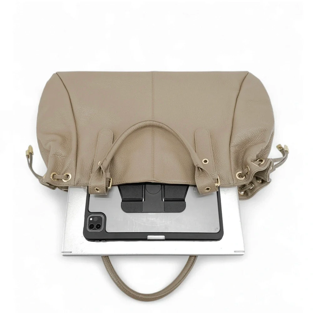 Sac bowling en cuir grainé PRINCESSE XL Taupe - Image 5