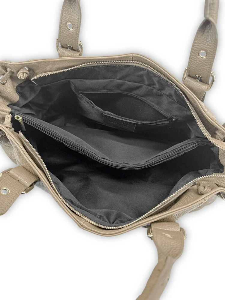Sac bowling en cuir grainé PRINCESSE XL Taupe - Image 6