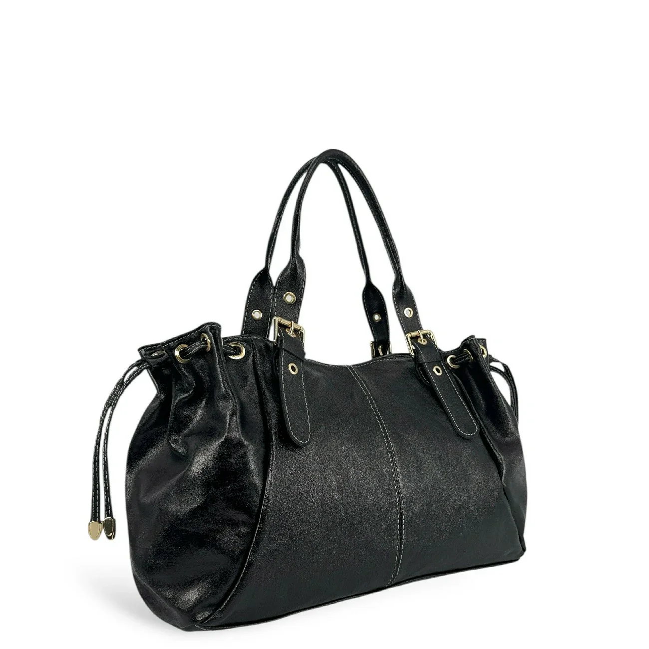 Sac bowling en cuir métallisé PRINCESSE XL Noir irisé - Image 3