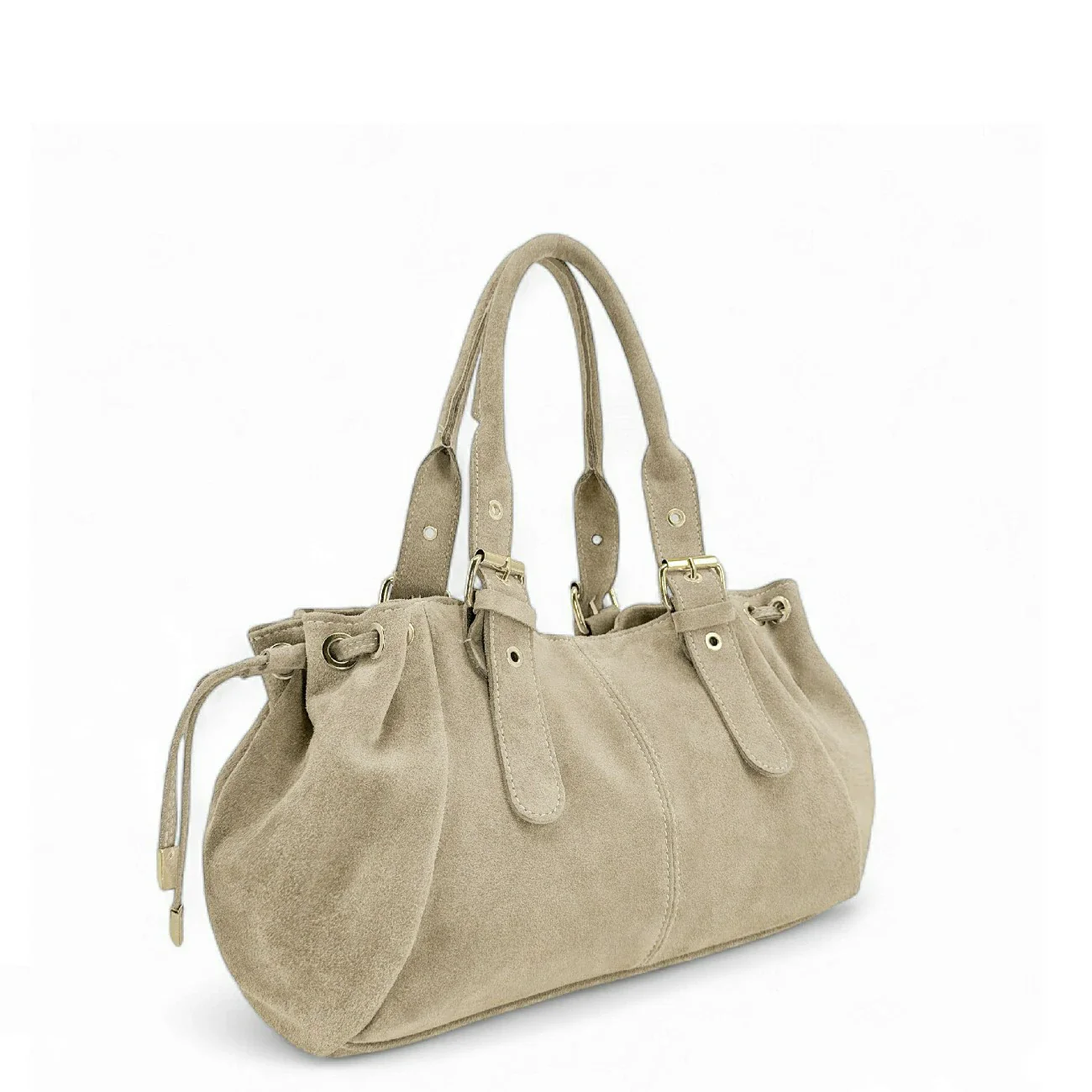 Sac bowling en daim PRINCESSE SUEDE Beige crème - Image 2