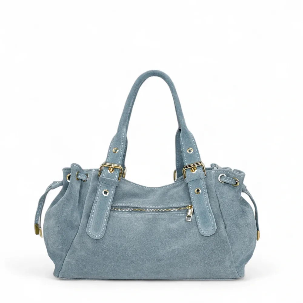 Sac bowling en daim PRINCESSE SUEDE Bleu pastel - Image 3