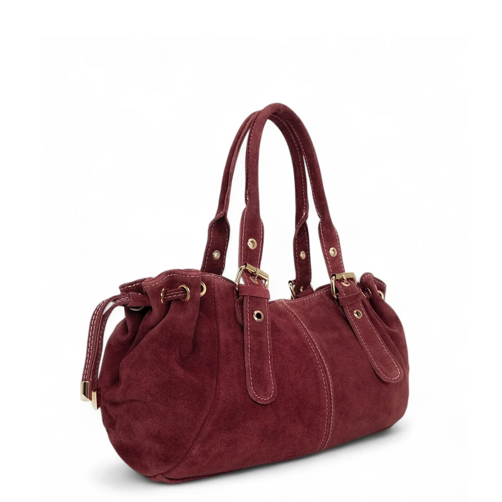 Sac bowling en daim PRINCESSE SUEDE Bordeaux - Image 2