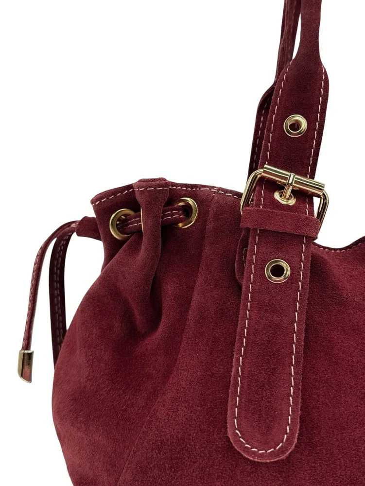 Sac bowling en daim PRINCESSE SUEDE Bordeaux - Image 4