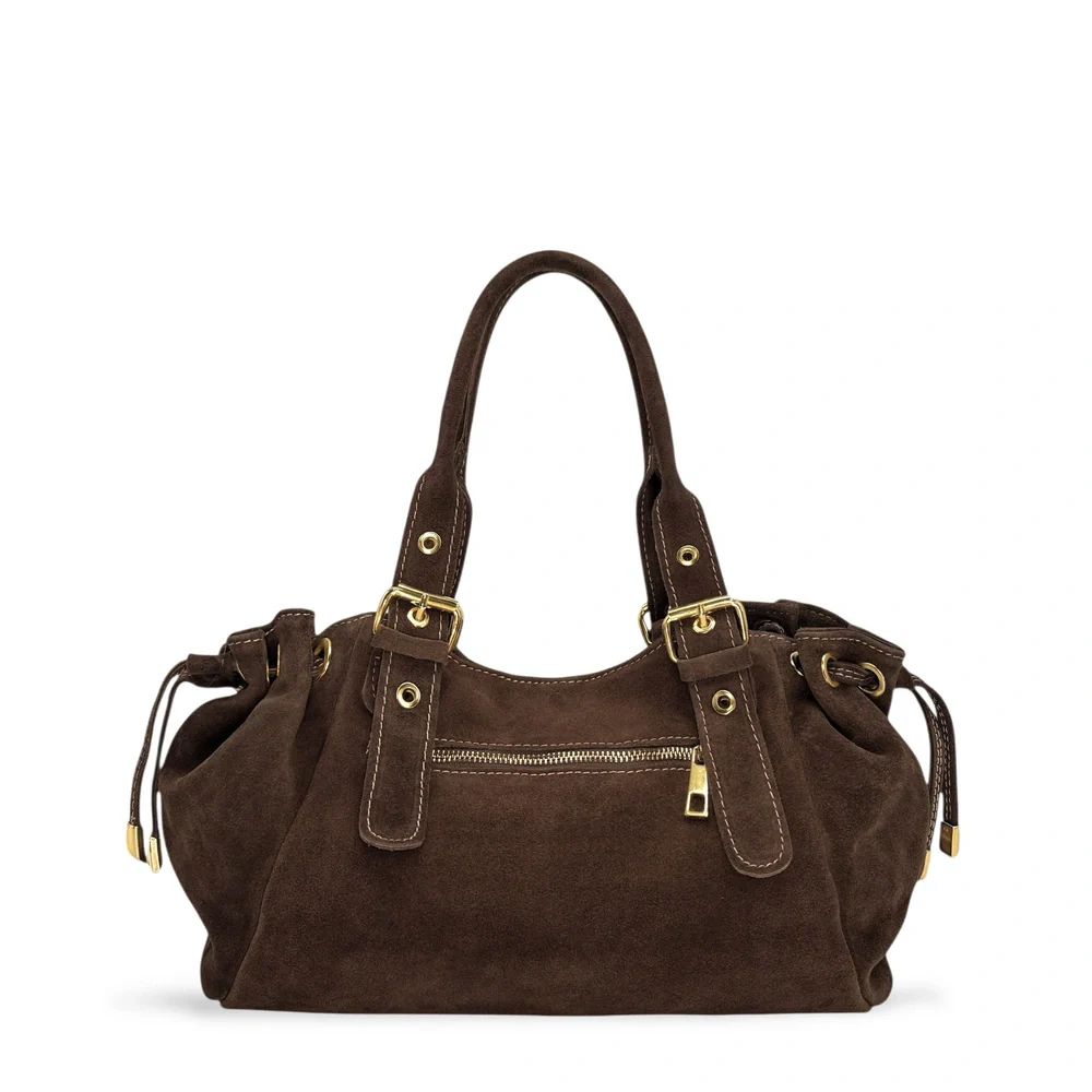 Sac bowling en daim PRINCESSE SUEDE Chocolat - Image 3