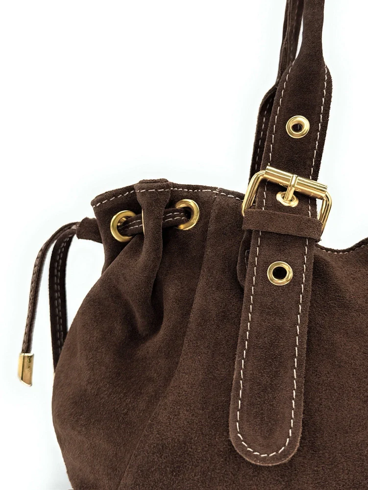 Sac bowling en daim PRINCESSE SUEDE Chocolat - Image 4