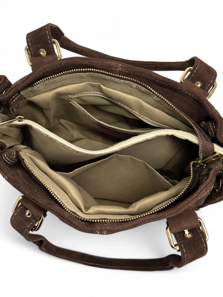 Sac bowling en daim PRINCESSE SUEDE Chocolat - Image 5