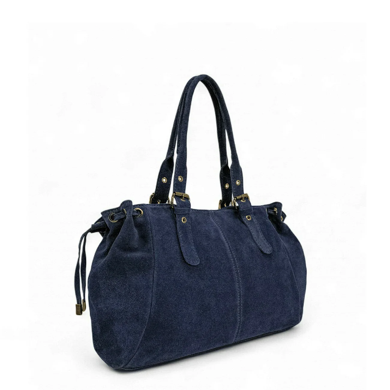 Sac bowling en daim PRINCESSE SUEDE XL BRASS Bleu marine - Image 2