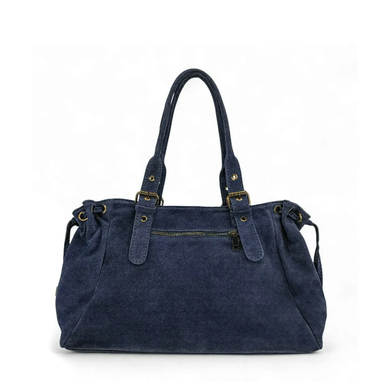 Sac bowling en daim PRINCESSE SUEDE XL BRASS Bleu marine - Image 3