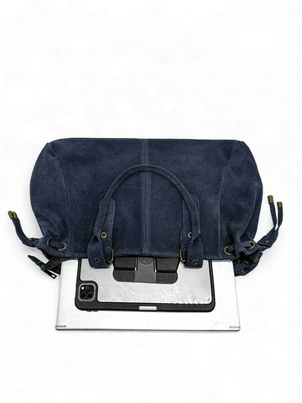 Sac bowling en daim PRINCESSE SUEDE XL BRASS Bleu marine - Image 4
