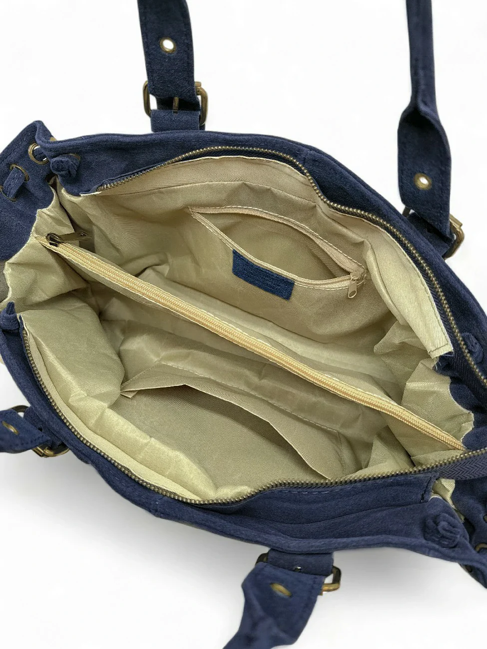 Sac bowling en daim PRINCESSE SUEDE XL BRASS Bleu marine - Image 6
