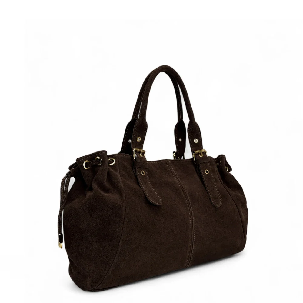 Sac bowling en daim PRINCESSE SUEDE XL Marron Cacao - Image 3