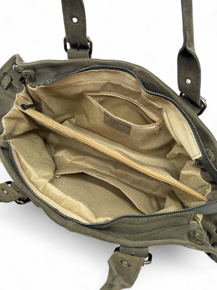 Sac bowling en daim PRINCESSE SUEDE XL Green army - Image 6