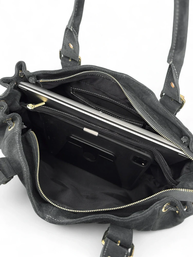Sac bowling en daim PRINCESSE SUEDE XL Gris foncé - Image 7