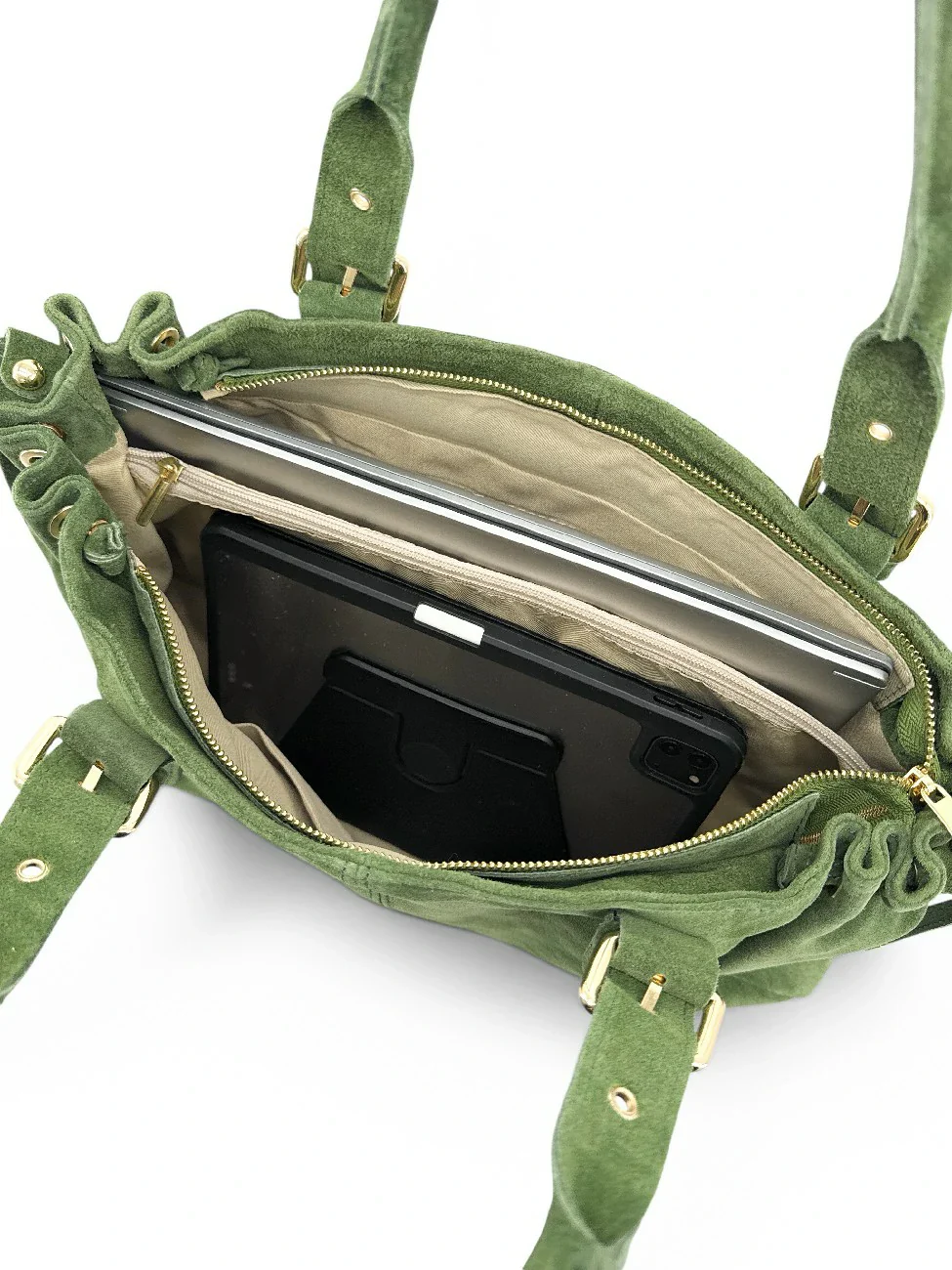 Sac bowling en daim PRINCESSE SUEDE XL Vert sauge - Image 5