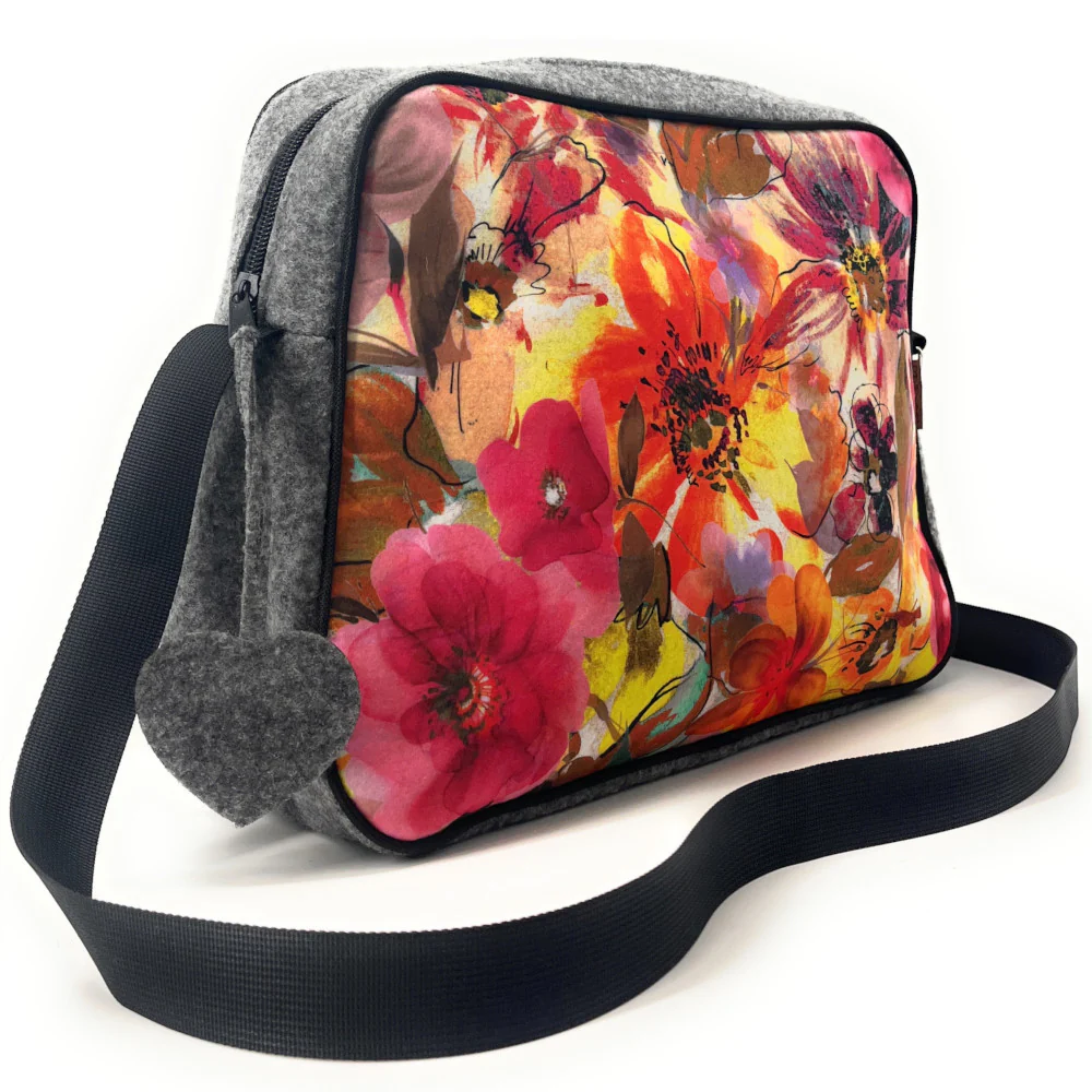 Sac bowling en feutrine écologique imprimée GARDEN Gris clair - Image 3