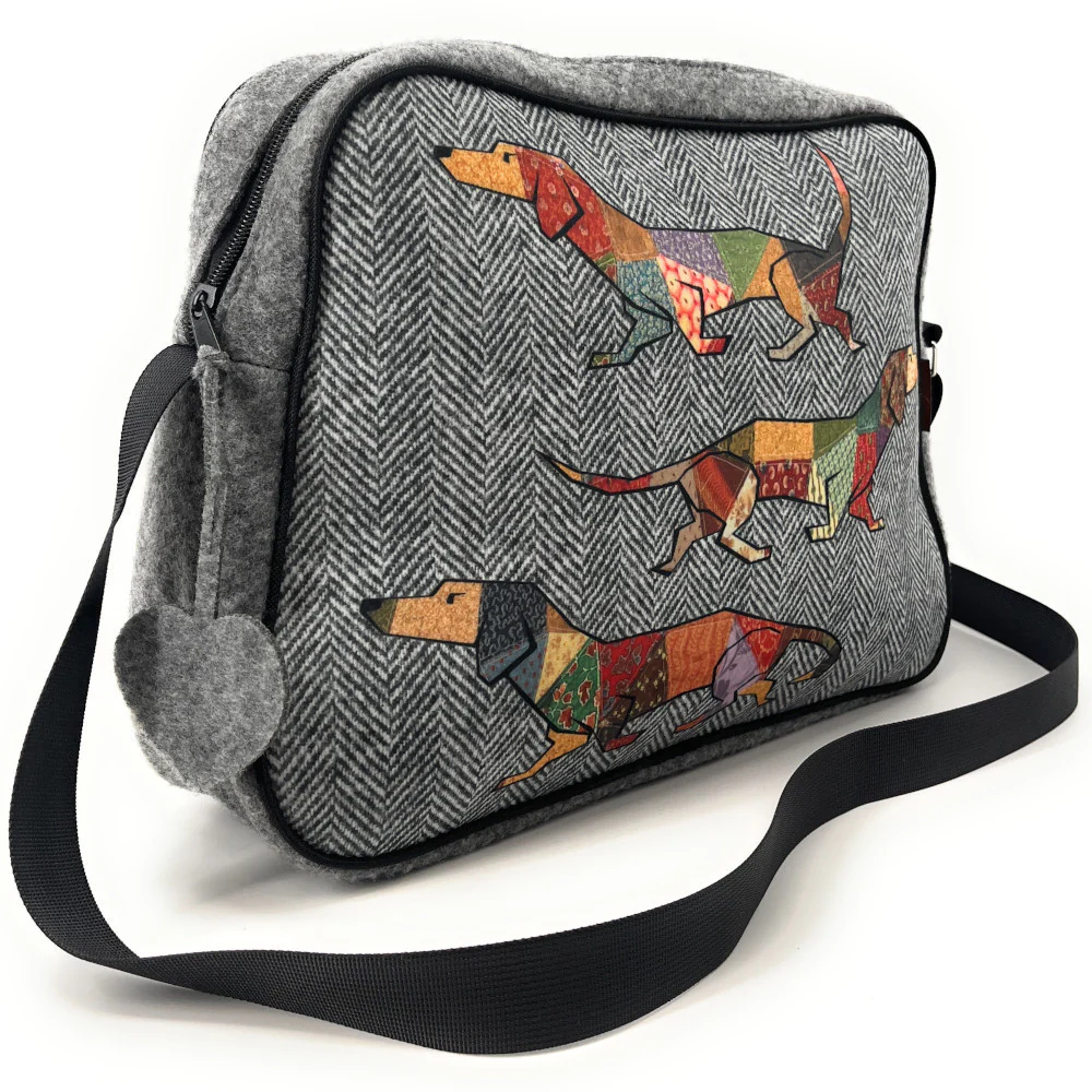 Sac bowling en feutrine écologique imprimée MODERN Gris clair - Image 2