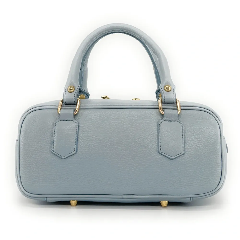 Sac bowling french stick  en cuir grainé I LOAF YOU Bleu pastel - Image 4