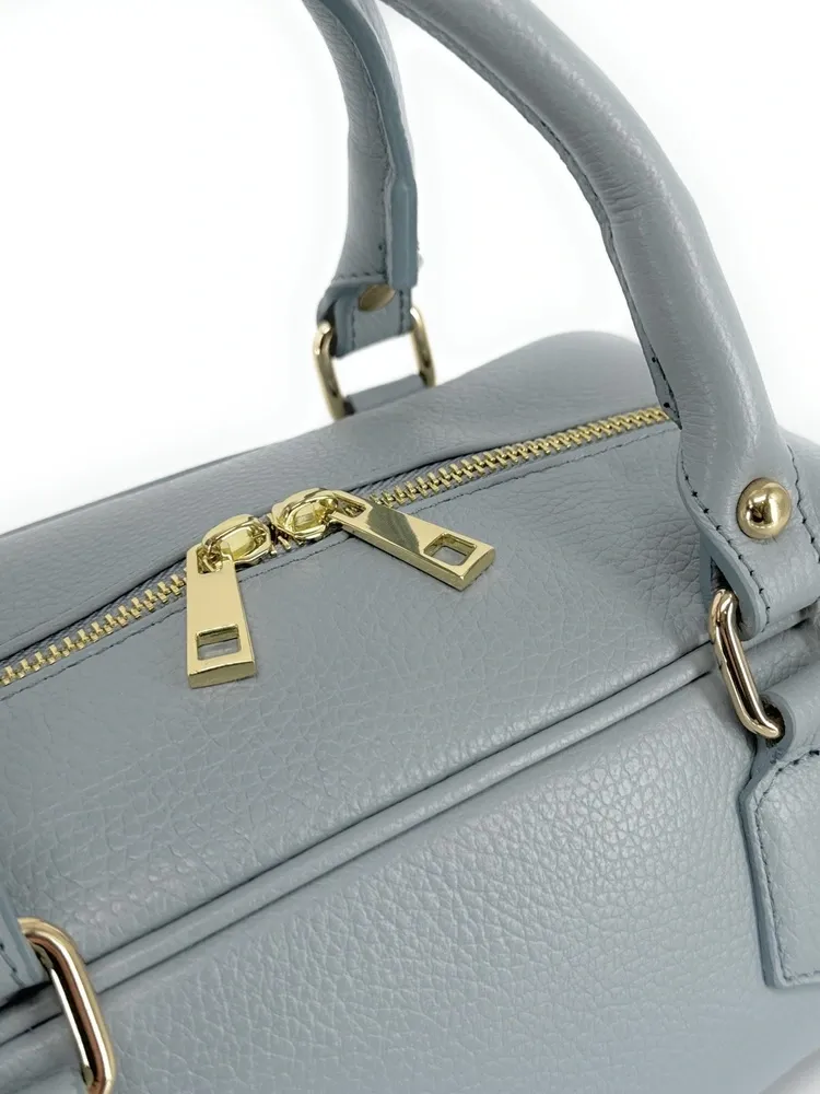 Sac bowling french stick  en cuir grainé I LOAF YOU Bleu pastel - Image 5