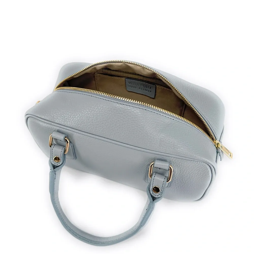 Sac bowling french stick  en cuir grainé I LOAF YOU Bleu pastel - Image 6