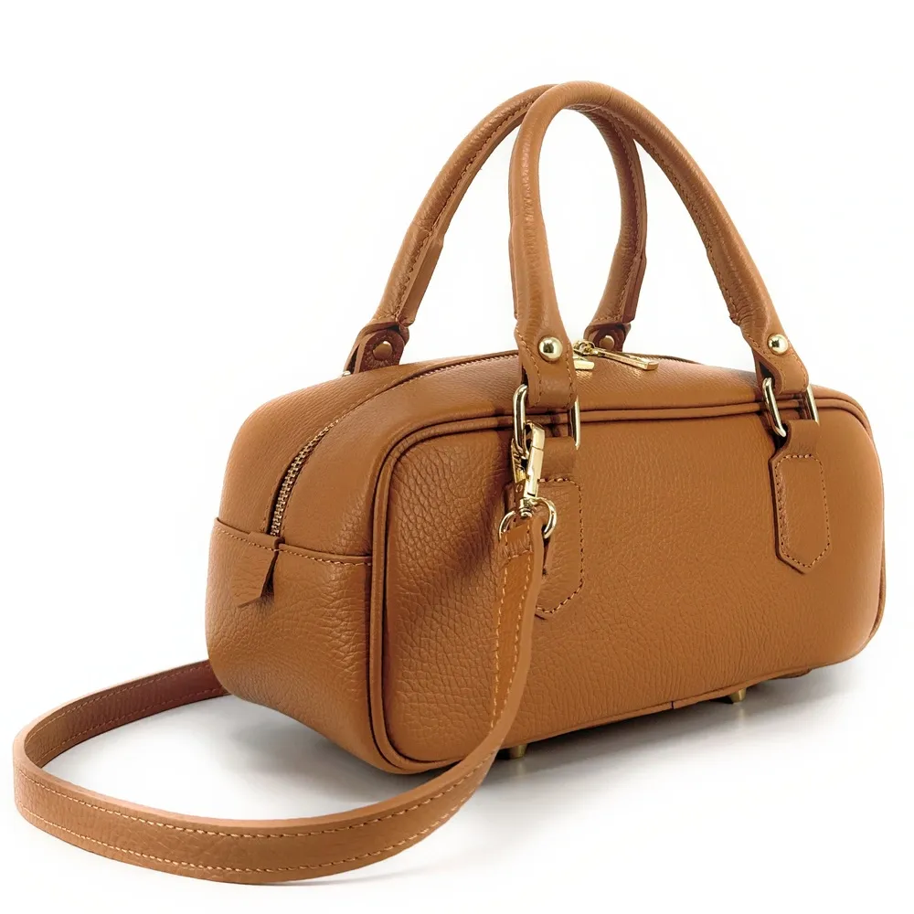 Sac bowling french stick  en cuir grainé I LOAF YOU Camel clair - Image 3