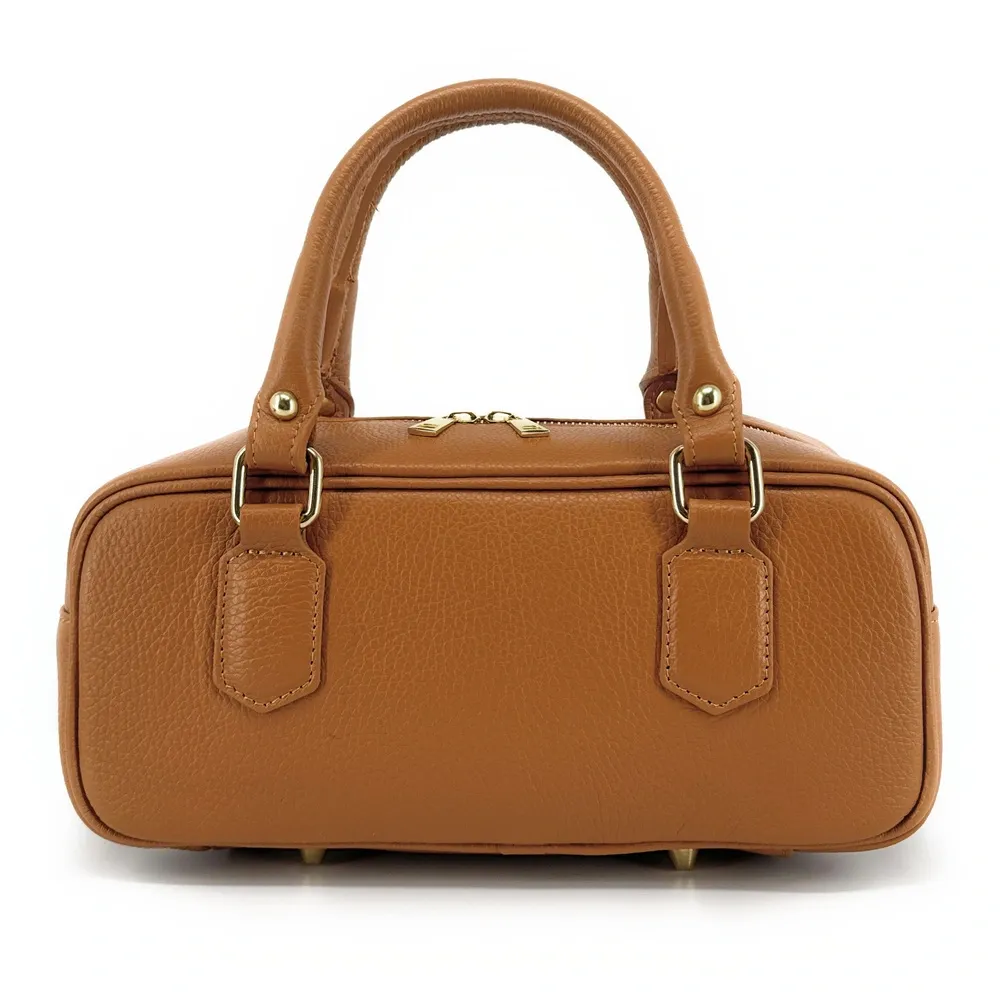 Sac bowling french stick  en cuir grainé I LOAF YOU Camel clair - Image 4