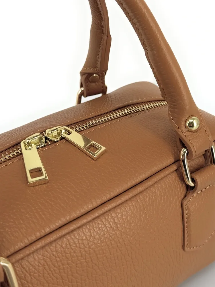 Sac bowling french stick  en cuir grainé I LOAF YOU Camel clair - Image 5