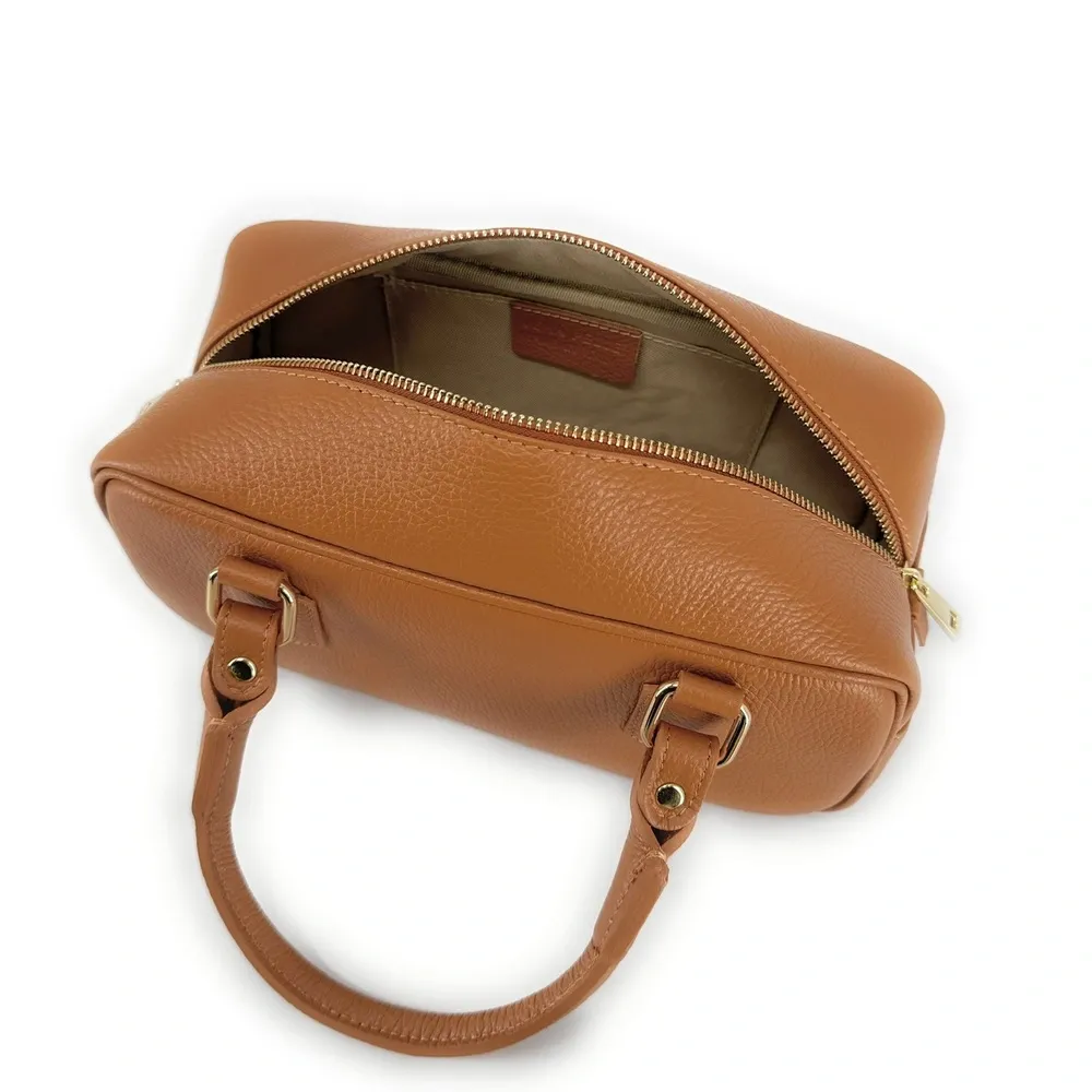 Sac bowling french stick  en cuir grainé I LOAF YOU Camel clair - Image 6