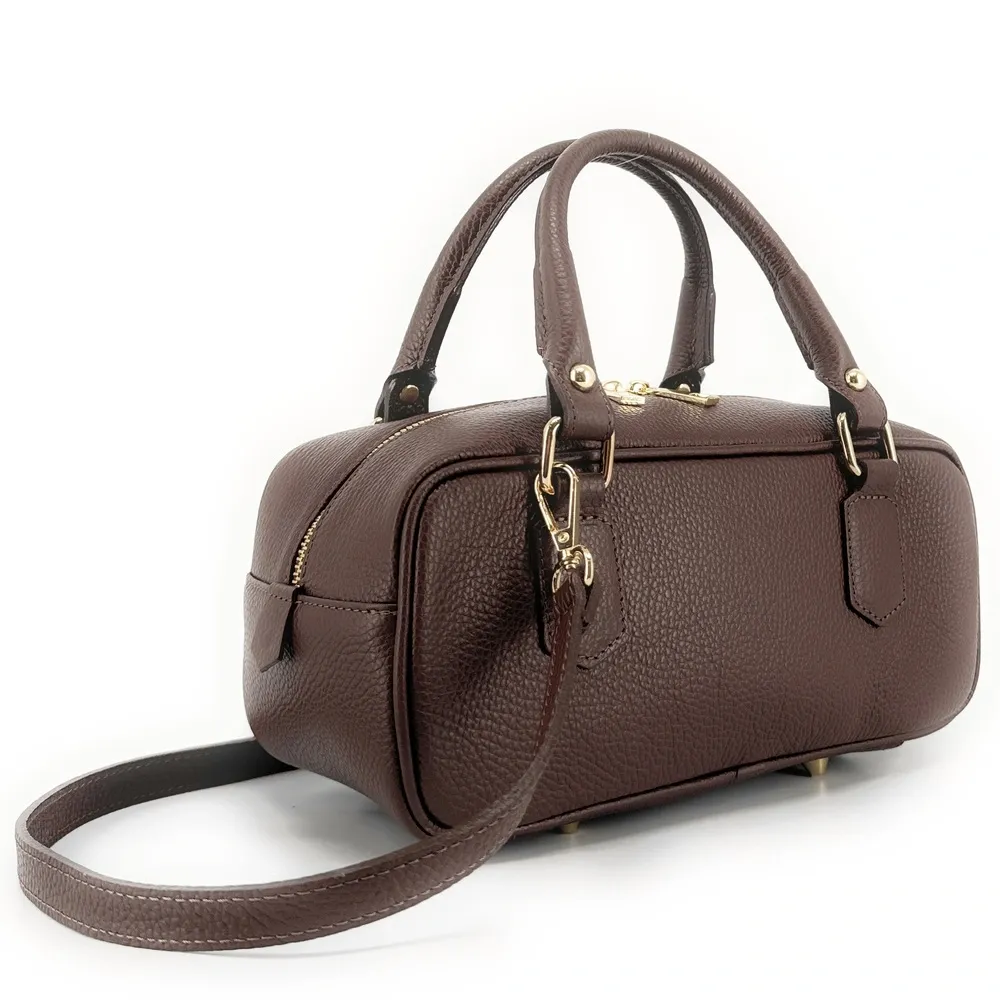 Sac bowling french stick  en cuir grainé I LOAF YOU Chocolat - Image 2