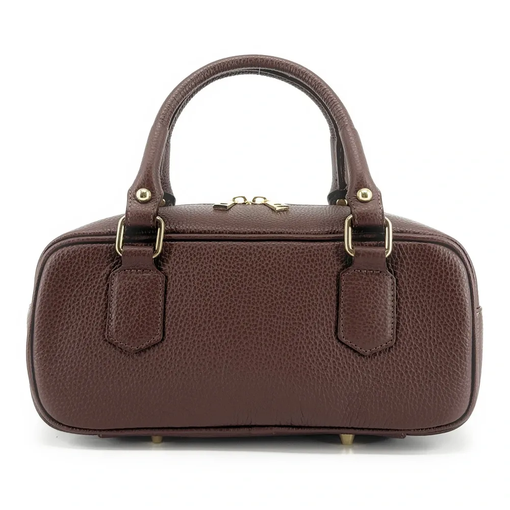 Sac bowling french stick  en cuir grainé I LOAF YOU Chocolat - Image 4