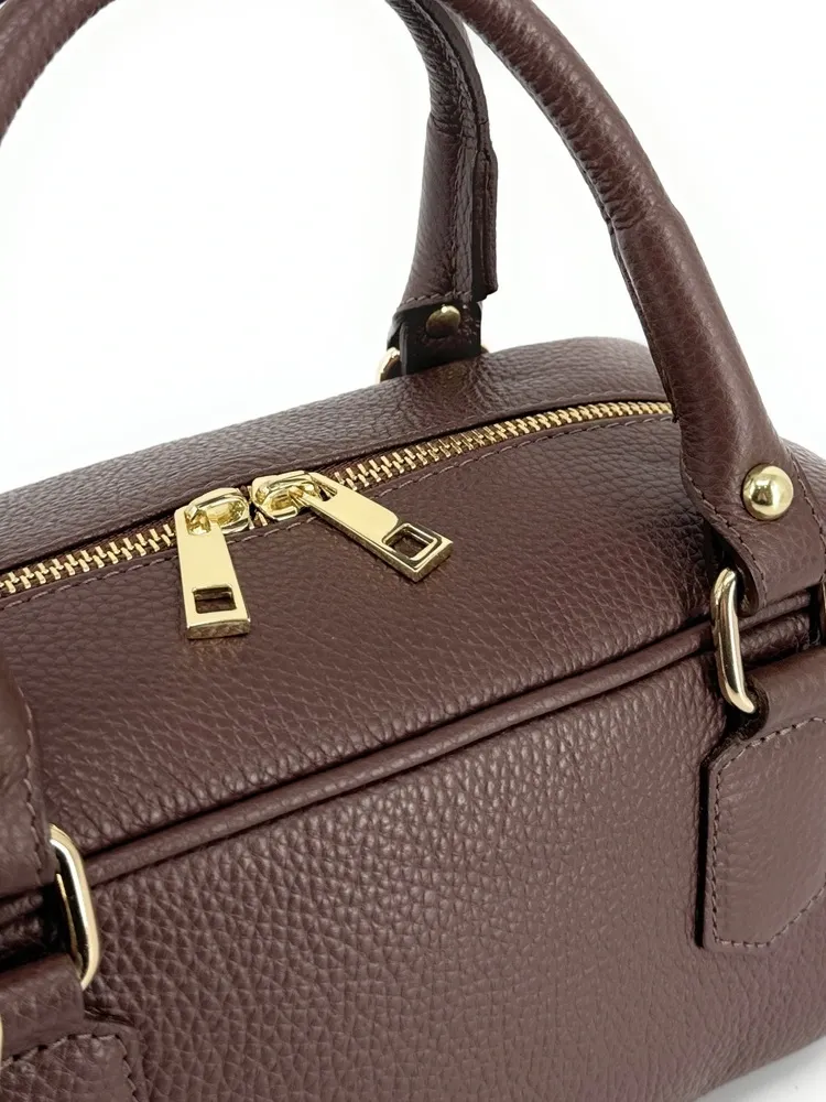 Sac bowling french stick  en cuir grainé I LOAF YOU Chocolat - Image 5