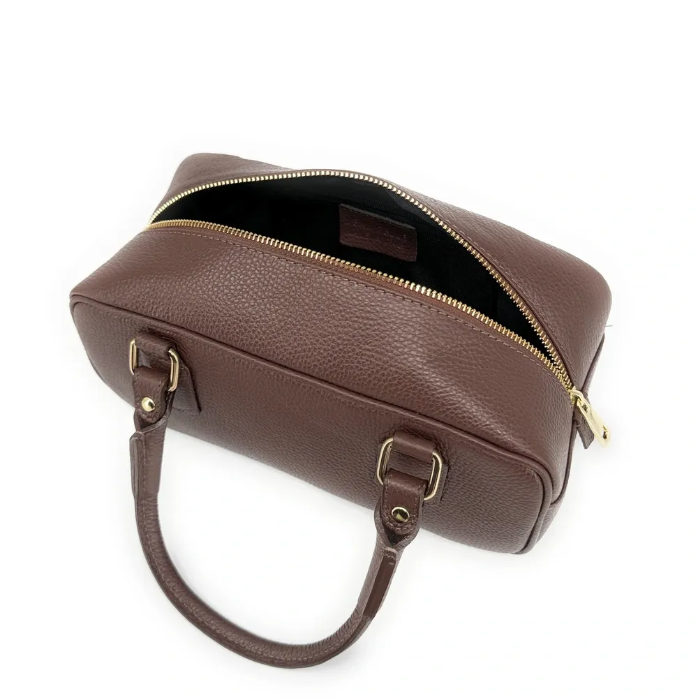 Sac bowling french stick  en cuir grainé I LOAF YOU Chocolat - Image 6