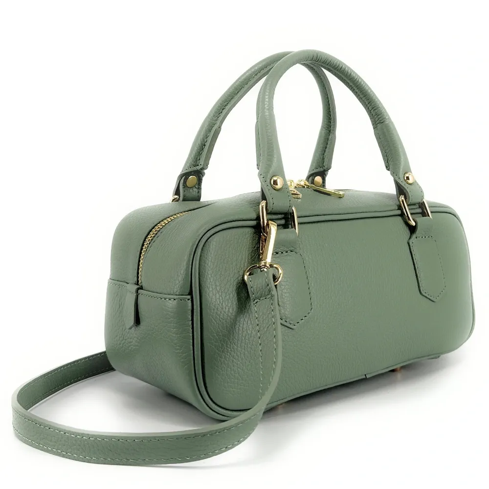 Sac bowling french stick  en cuir grainé I LOAF YOU Vert pastel - Image 3